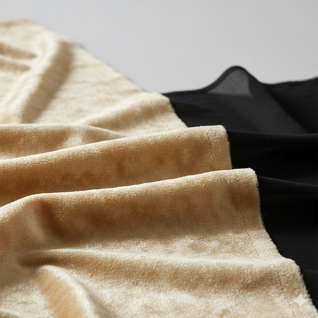Black georgette saree paired with gold velvet blouse for rich festive contrast