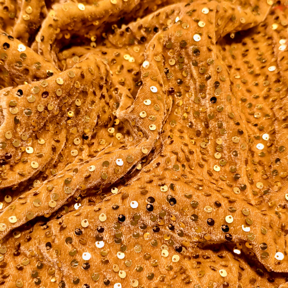 Gold Sequin Velvet Fabric – Premium Party Wear Finish | 1 Meter