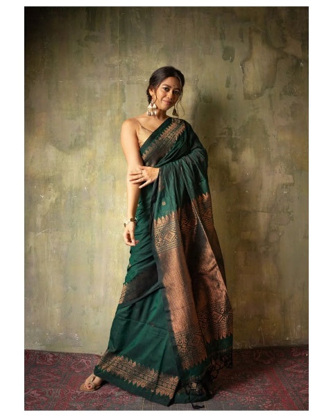 Sky Elegance Banarasi Soft Silk Saree with Colorful Prints & Copper Zari – Colour 5