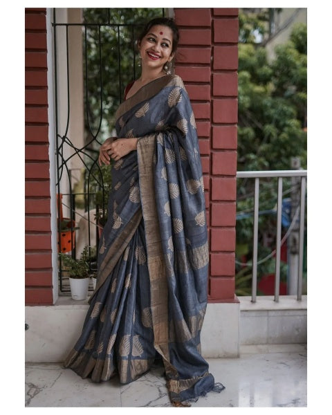 Sky Charm Banarasi Soft Silk Saree with Colorful Prints & Copper Zari – Colour 6