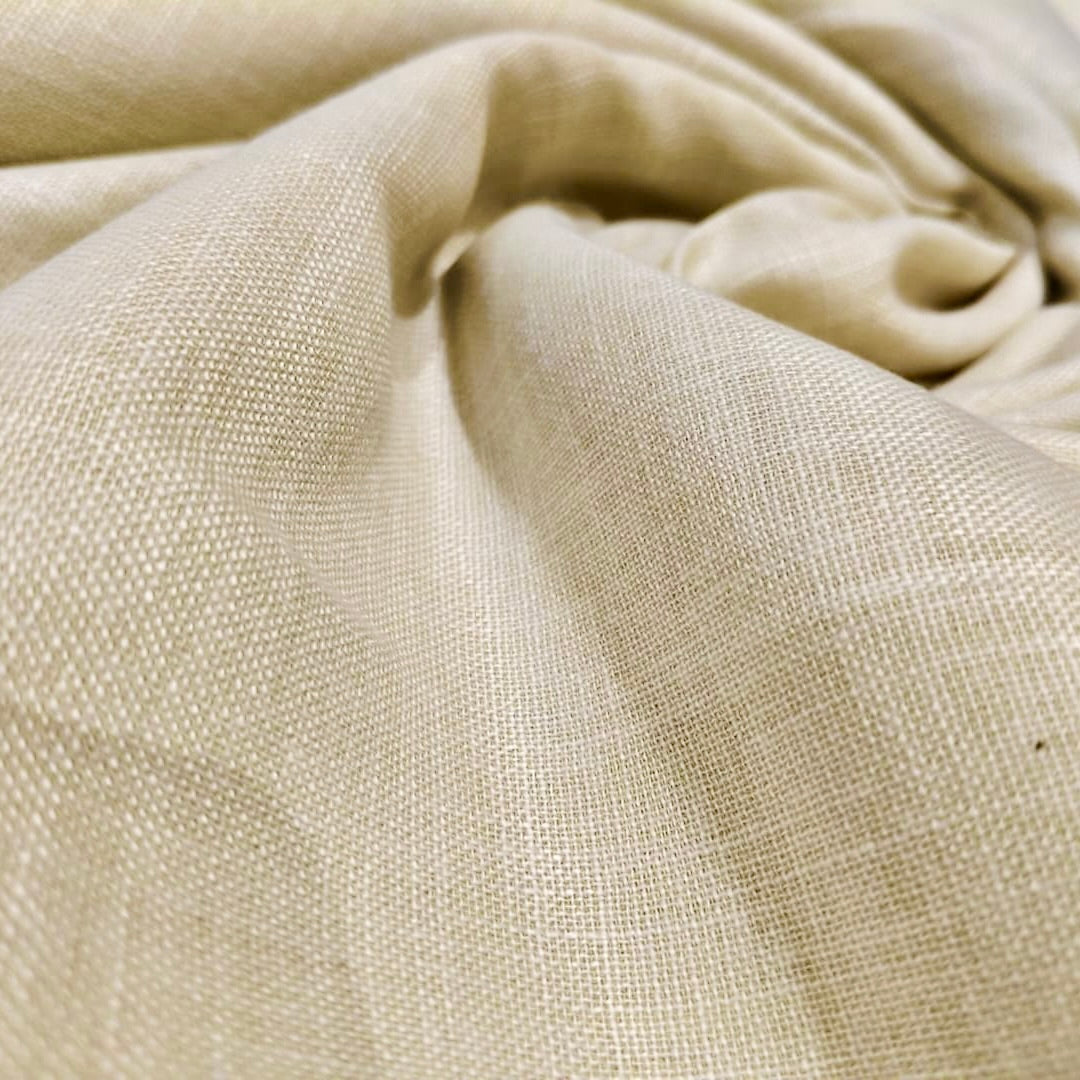 Premium Ivory Cream Linen Fabric for Kurti Shirt and Dress | Soft Breathable Plain Linen Cloth | Boutique Quality Fabric