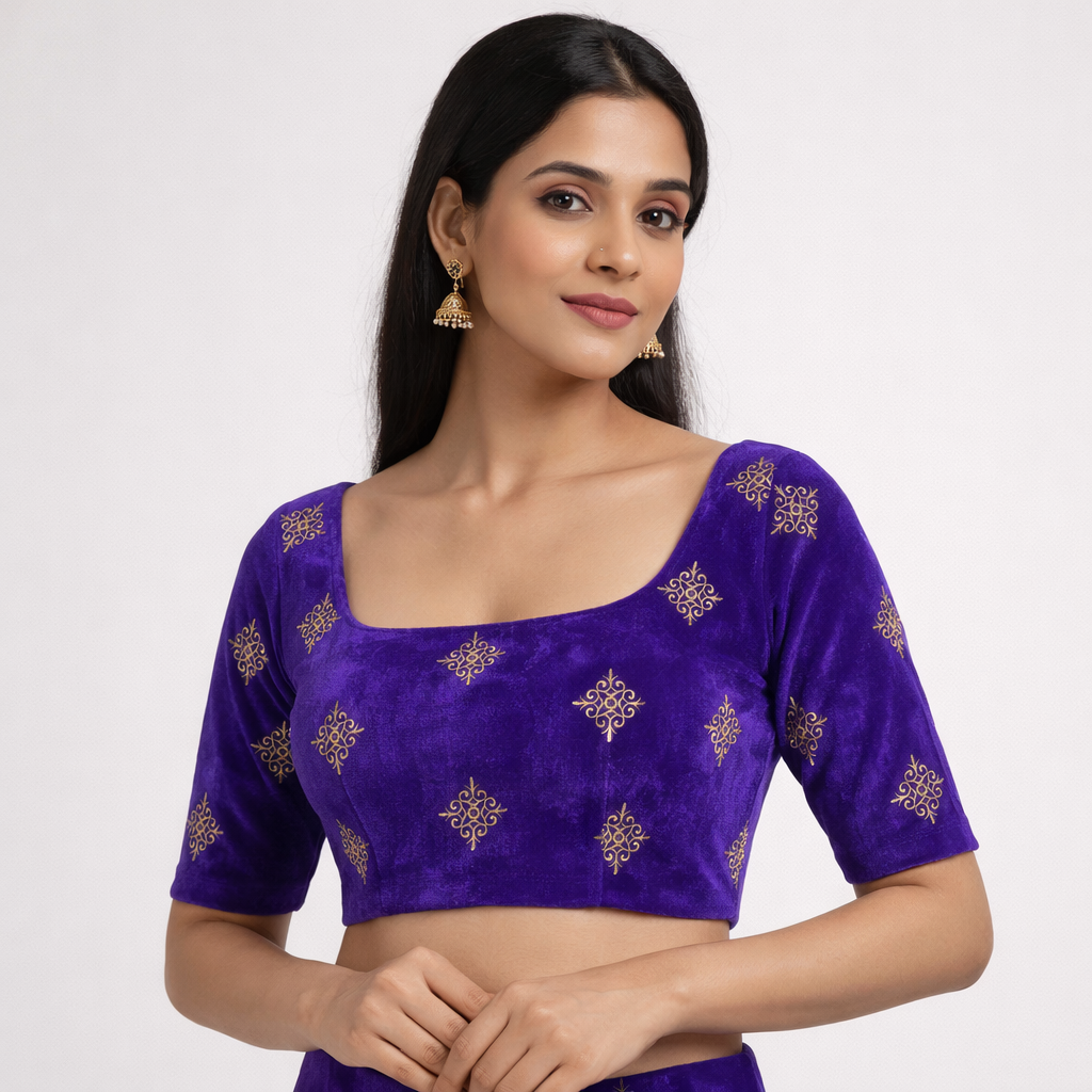 Lavender Kite Embroidery Velvet Fabric – Designer Work | 1 Meter