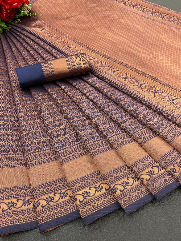 Bridal Banarasi Silk Saree with Copper Zari – Shade 1 (580GM)