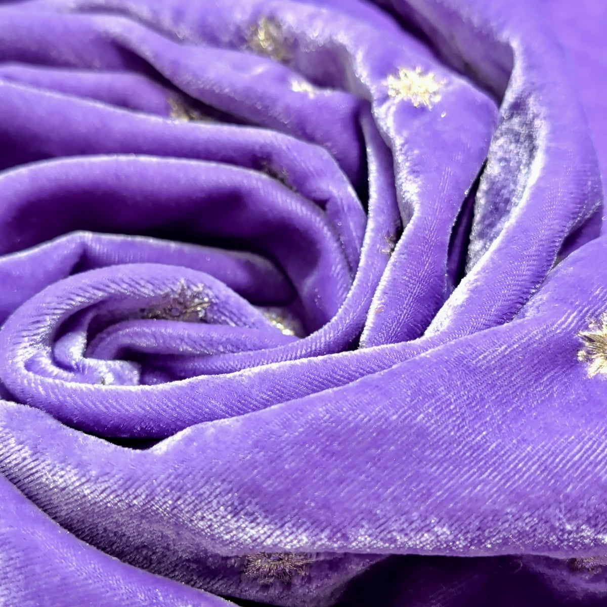 Lavender Star Embroidery Fabric – Designer Embroidered Fabric for Lehenga, Blouse & Kurti – 44 Inch Width – 1 Meter