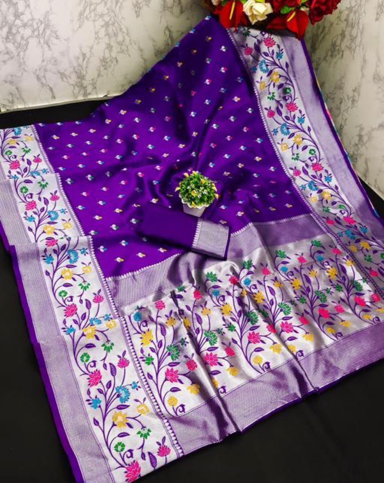 Banarasi Soft Silk Saree with Lustrous Finish & Elegant Appeal