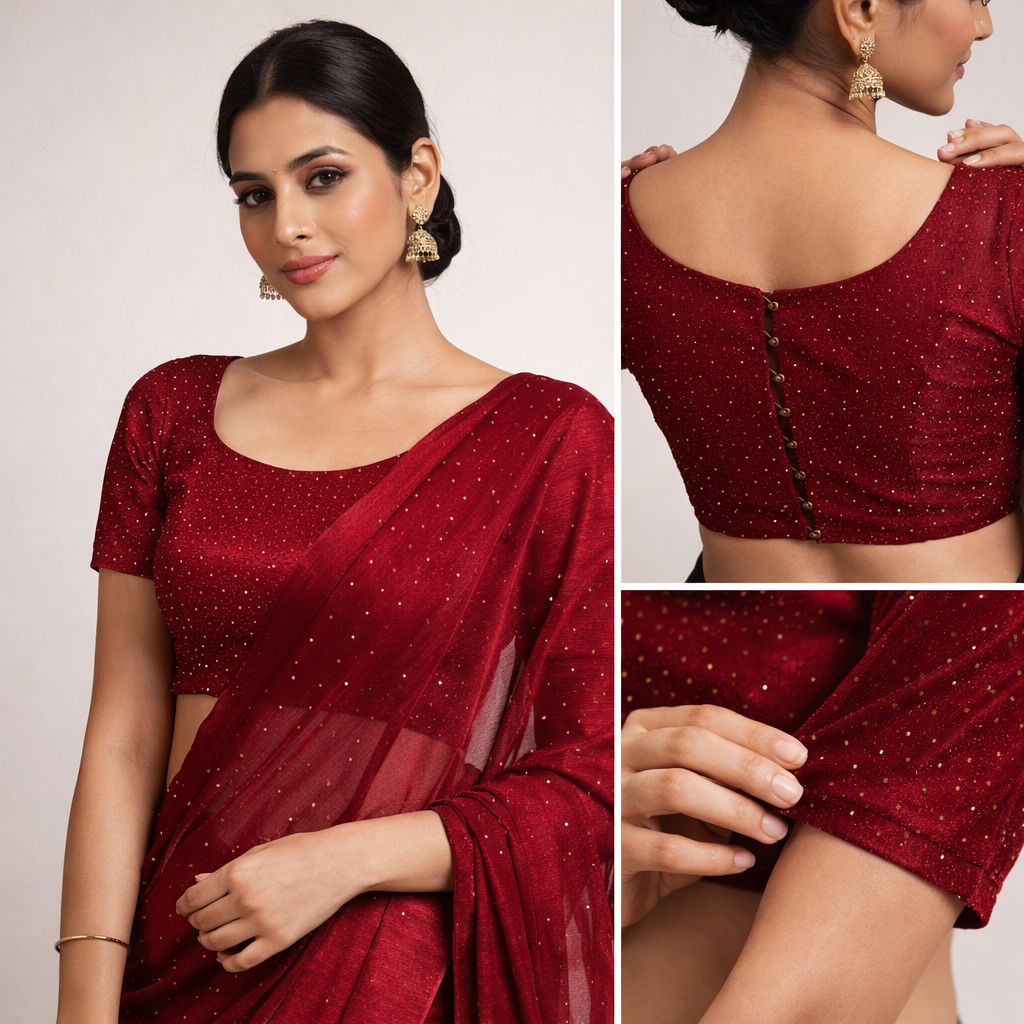 Maroon Sparkle Velvet Fabric – Premium Shimmer Finish | 1 Meter