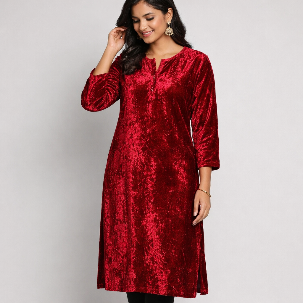 Maroon Crush Velvet Fabric – Premium Soft Texture | By Meter