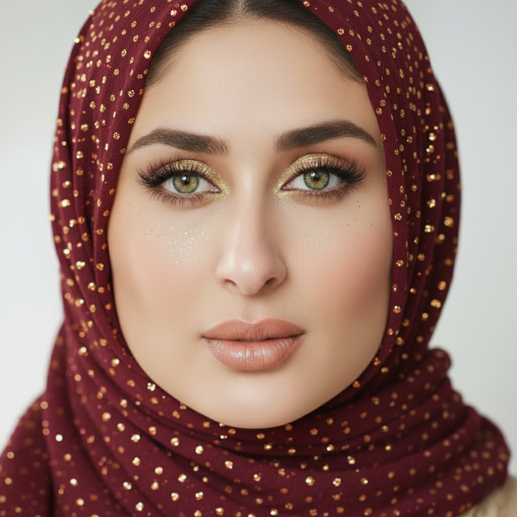 Sparkle Georgette Maroon Hijab – 2.50 Meter Elegant Shimmer Modest Scarf