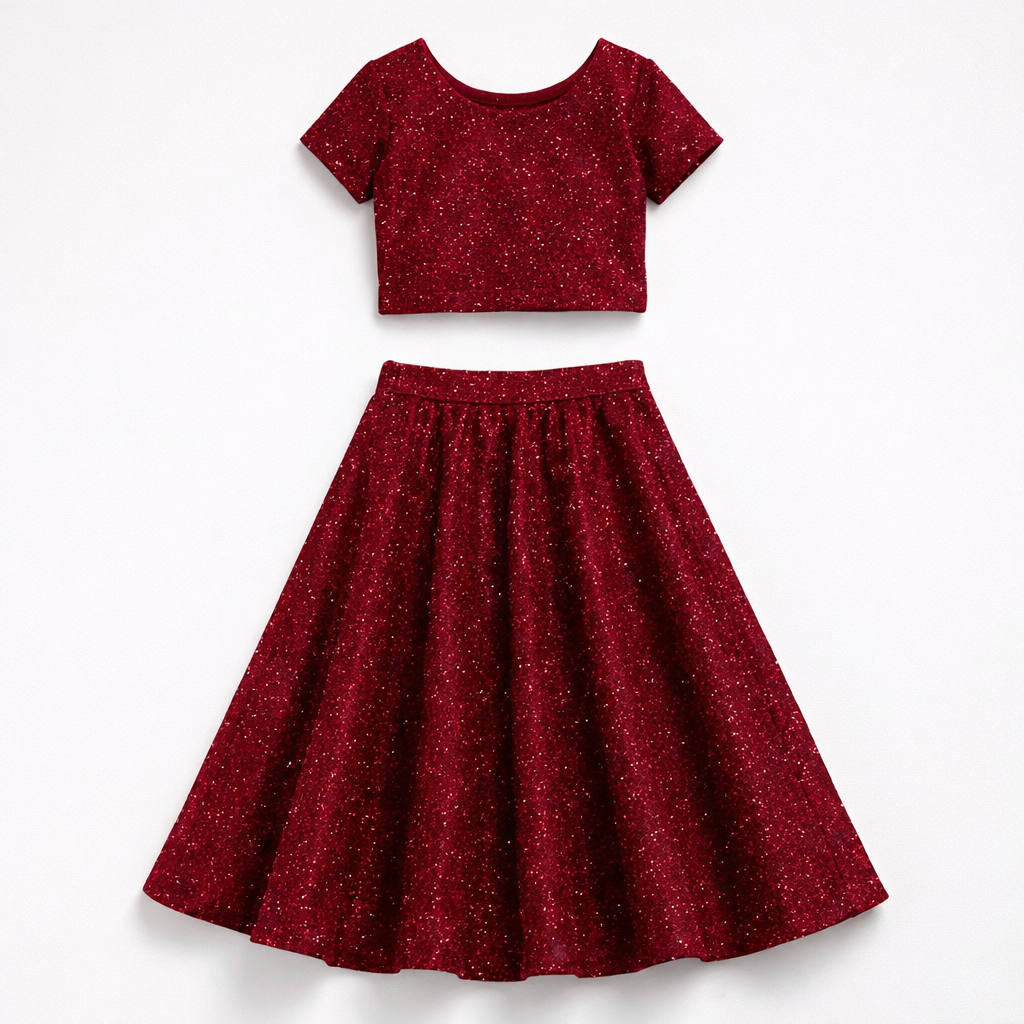 Maroon Sparkle Velvet Fabric – Premium Shimmer Finish | 1 Meter