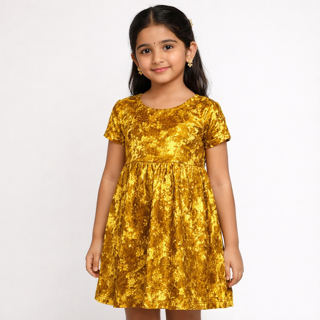 Mustard Crush Velvet Fabric – Premium Soft Texture | By Meter