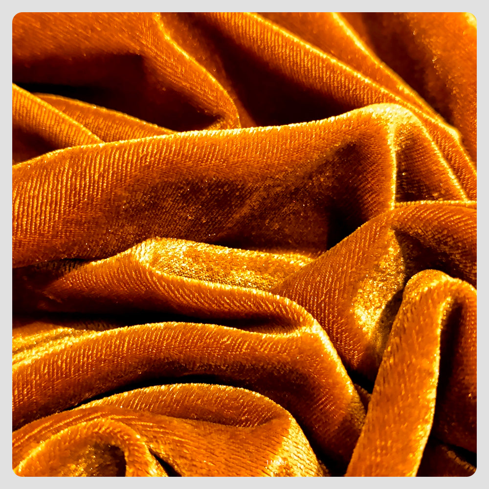 Solid Velvet Fabric for Blouse – Plain Unstitched Velvet Cloth – Mustard – 1 Meter