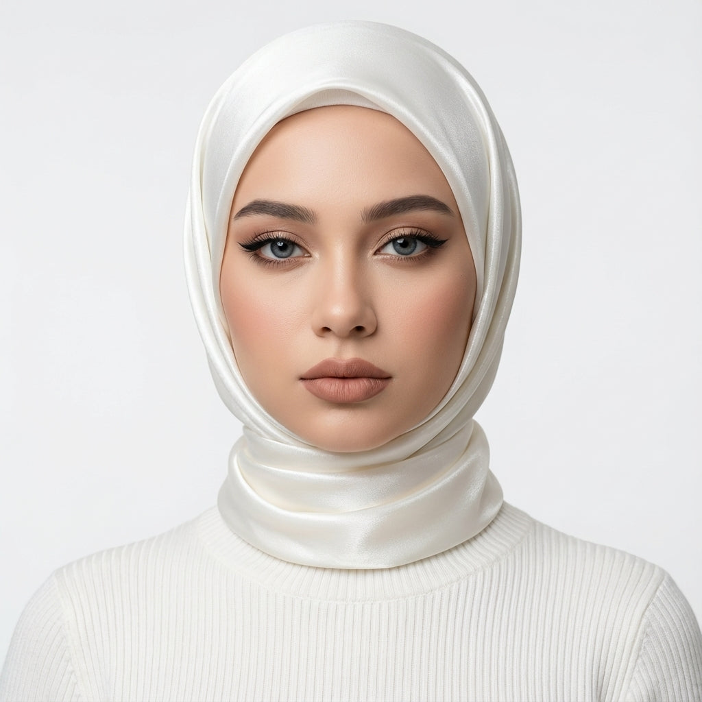 Premium Off White Hijab – 2.50 Meter Elegant Modest Scarf for Daily & Occasion Wear