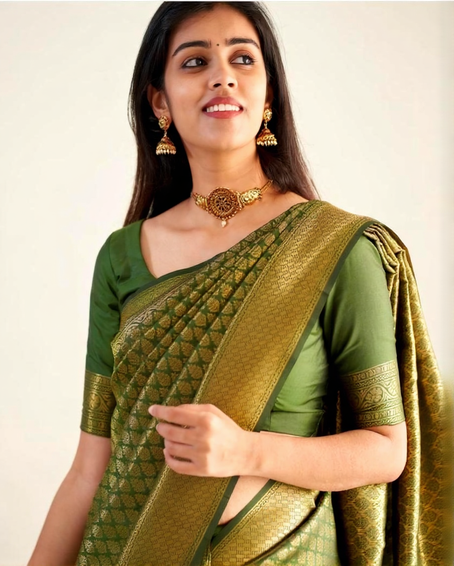Serene Grace Kanjivaram Banarasi Soft Silk Saree