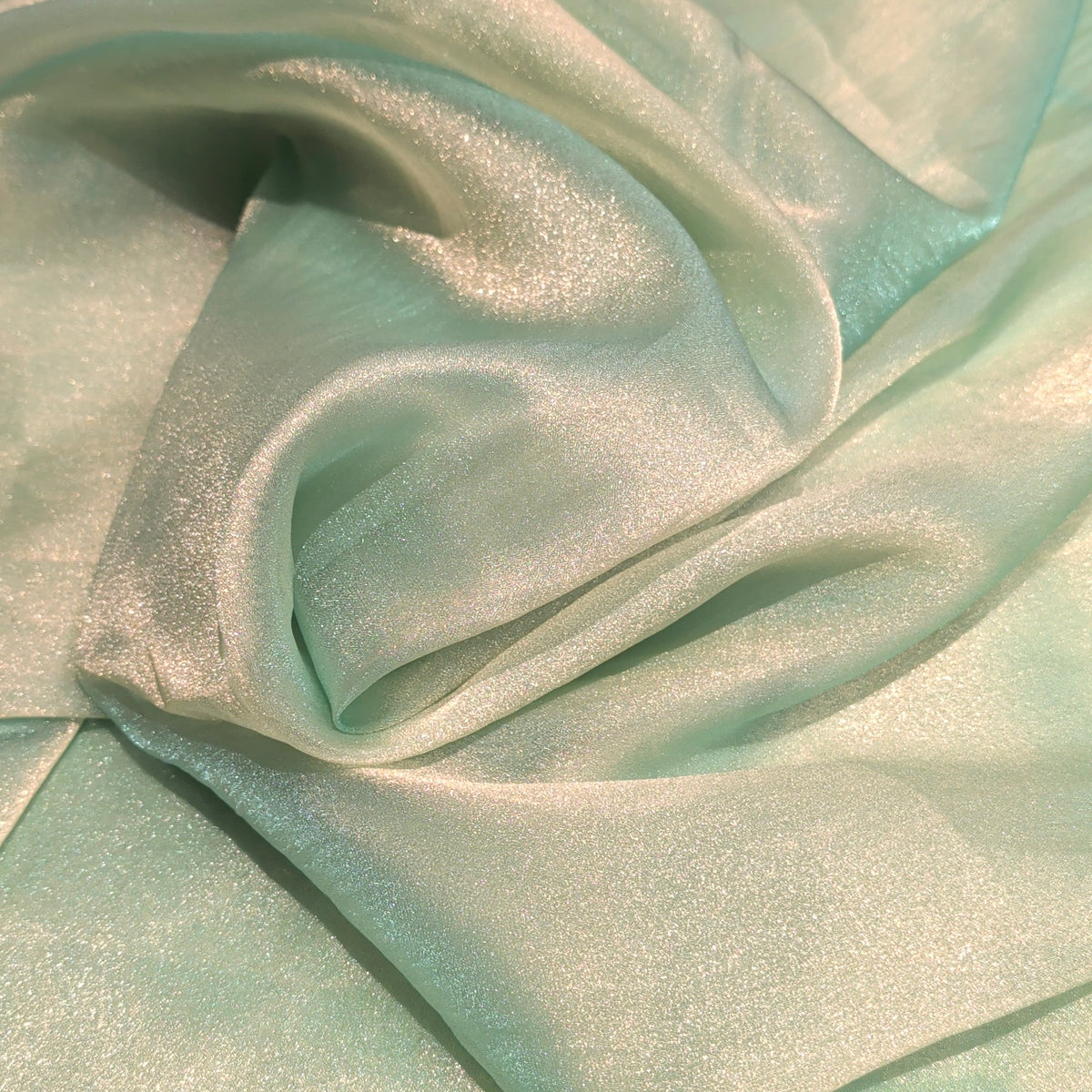 Pista Green Organza Zari Fabric 1 Meter | Lightweight Sheer Designer Fabric for Saree, Dupatta, Blouse & Ethnic Wear