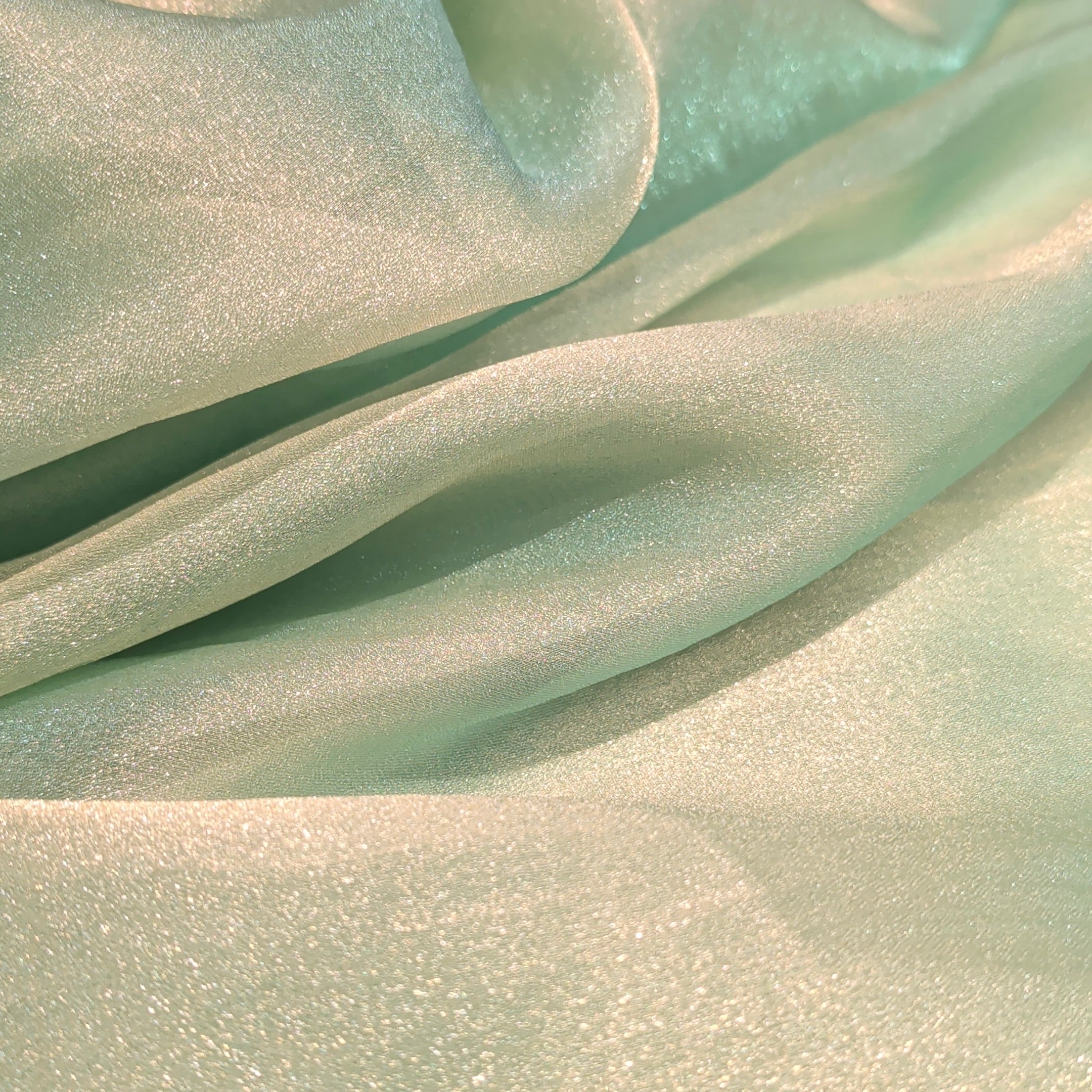 Pista Green Organza Zari Fabric 1 Meter | Lightweight Sheer Designer Fabric for Saree, Dupatta, Blouse & Ethnic Wear
