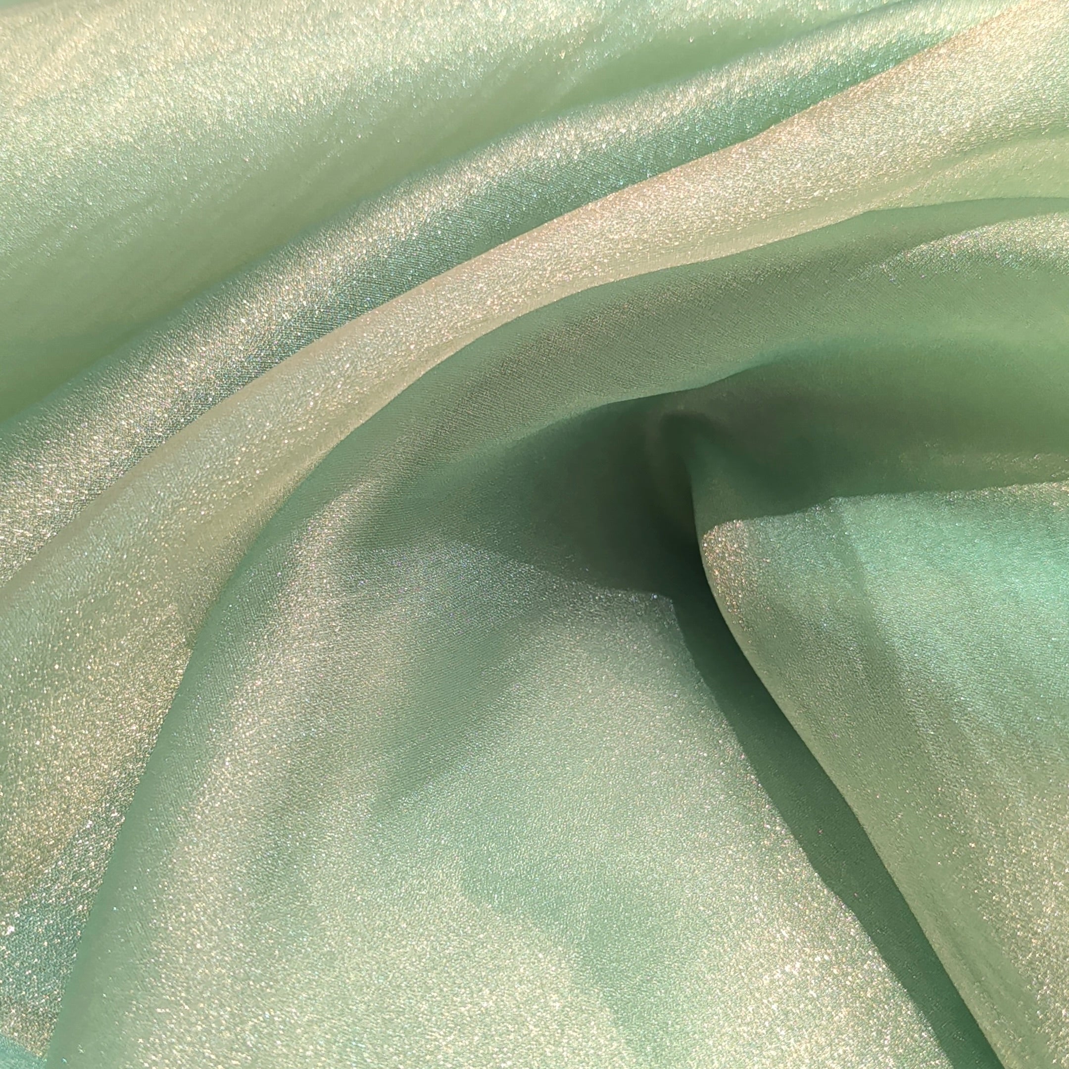 Pista Green Organza Zari Fabric 1 Meter | Lightweight Sheer Designer Fabric for Saree, Dupatta, Blouse & Ethnic Wear