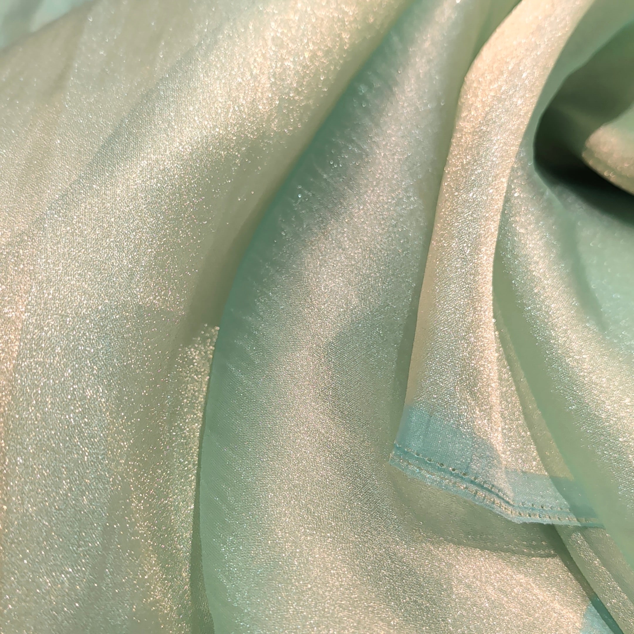 Pista Green Organza Zari Fabric 1 Meter | Lightweight Sheer Designer Fabric for Saree, Dupatta, Blouse & Ethnic Wear