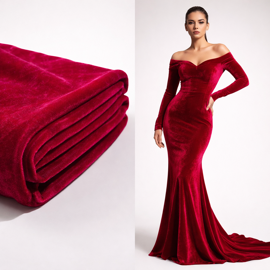 Solid Velvet Fabric for Blouse – Plain Unstitched Velvet Cloth – Rani – 1 Meter