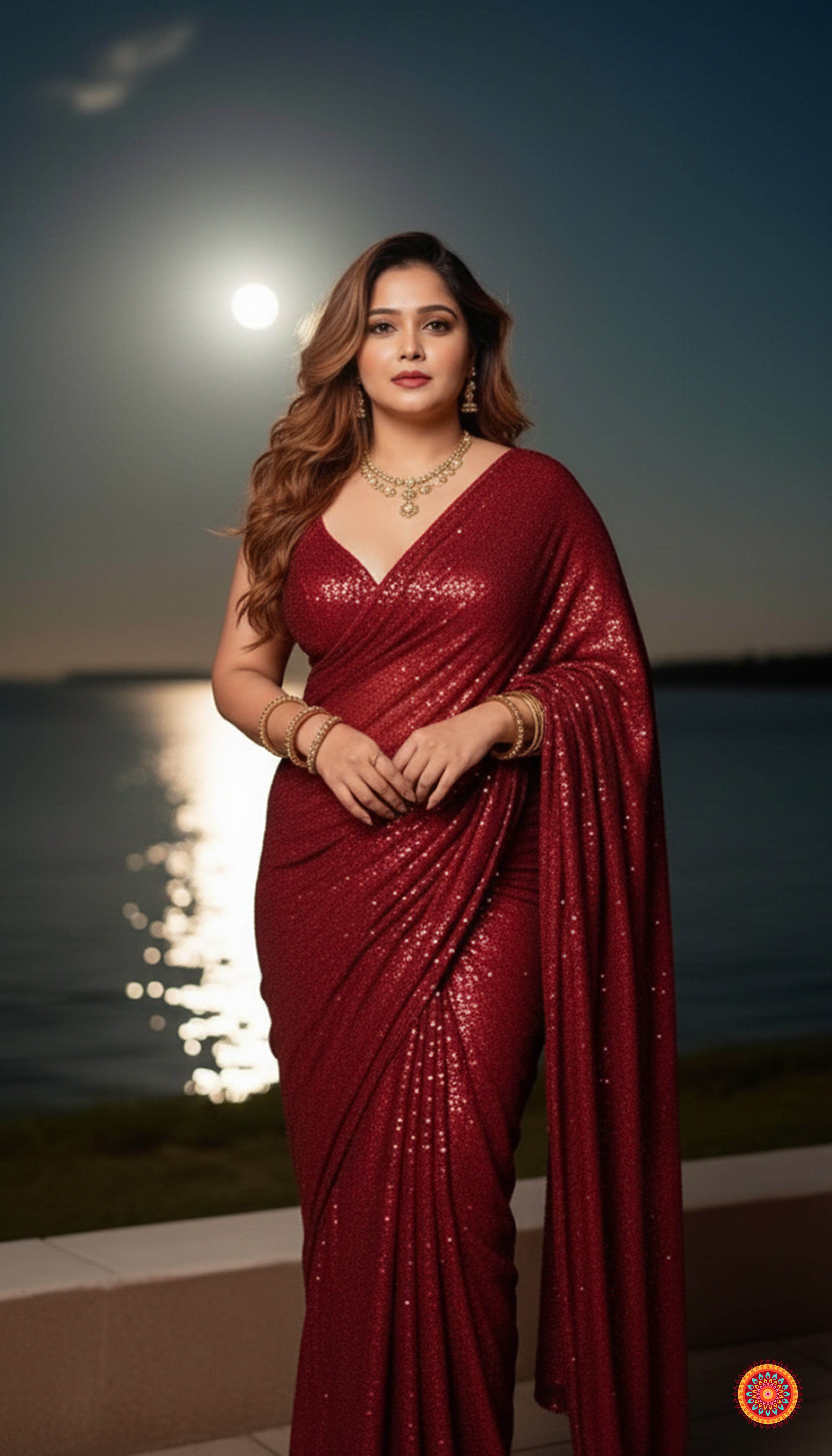 Sparkle red pure georgette saree paired with sparkle red velvet blouse for festive glam look