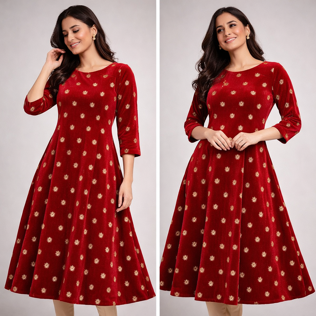 Red Star Embroidery Fabric – Designer Embroidered Fabric for Lehenga, Blouse & Kurti – 44 Inch Width – 1 Meter