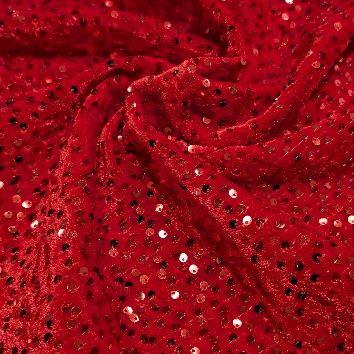 Red Sequin Velvet Fabric – Premium Party Wear Finish | 1 Meter