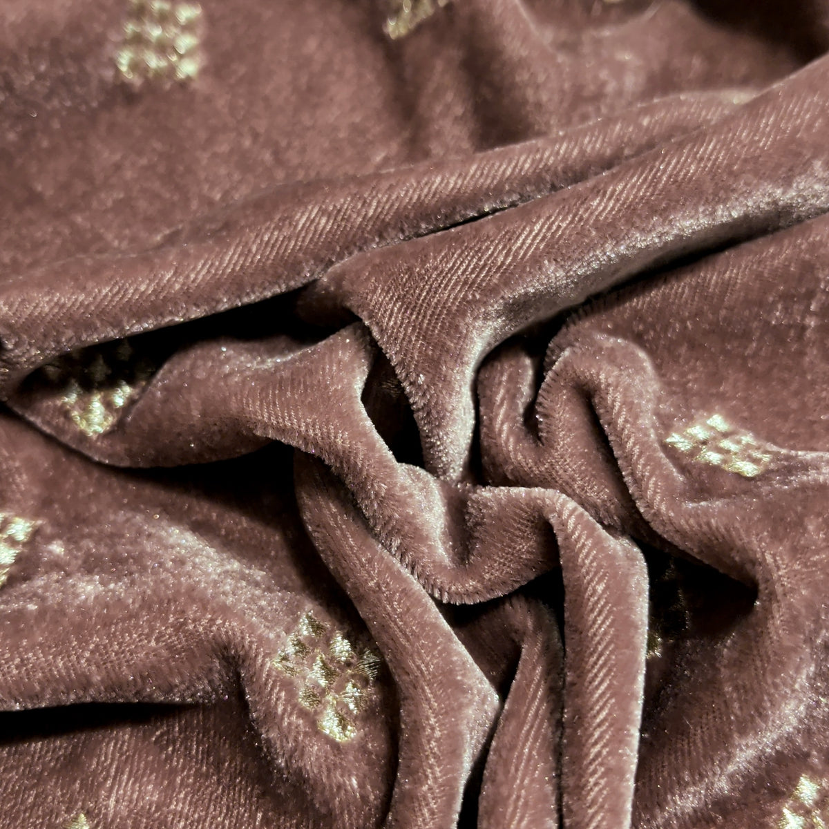 Rose Square Embroidery Velvet Fabric – Designer Work | 1 Meter