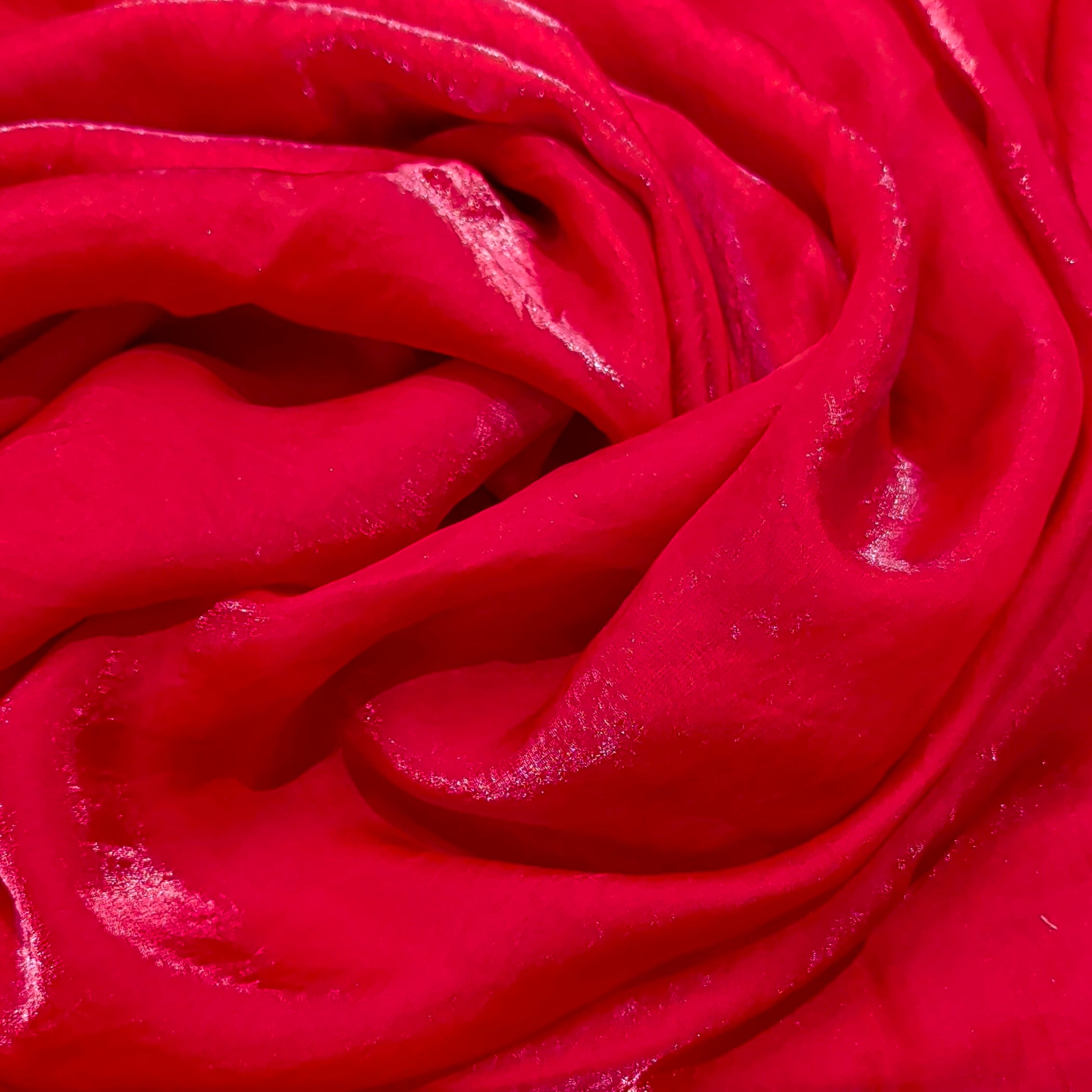 Red Fandi Fabric – Soft Lightweight Plain Fabric for Kurti, Gown & Designer Dresses