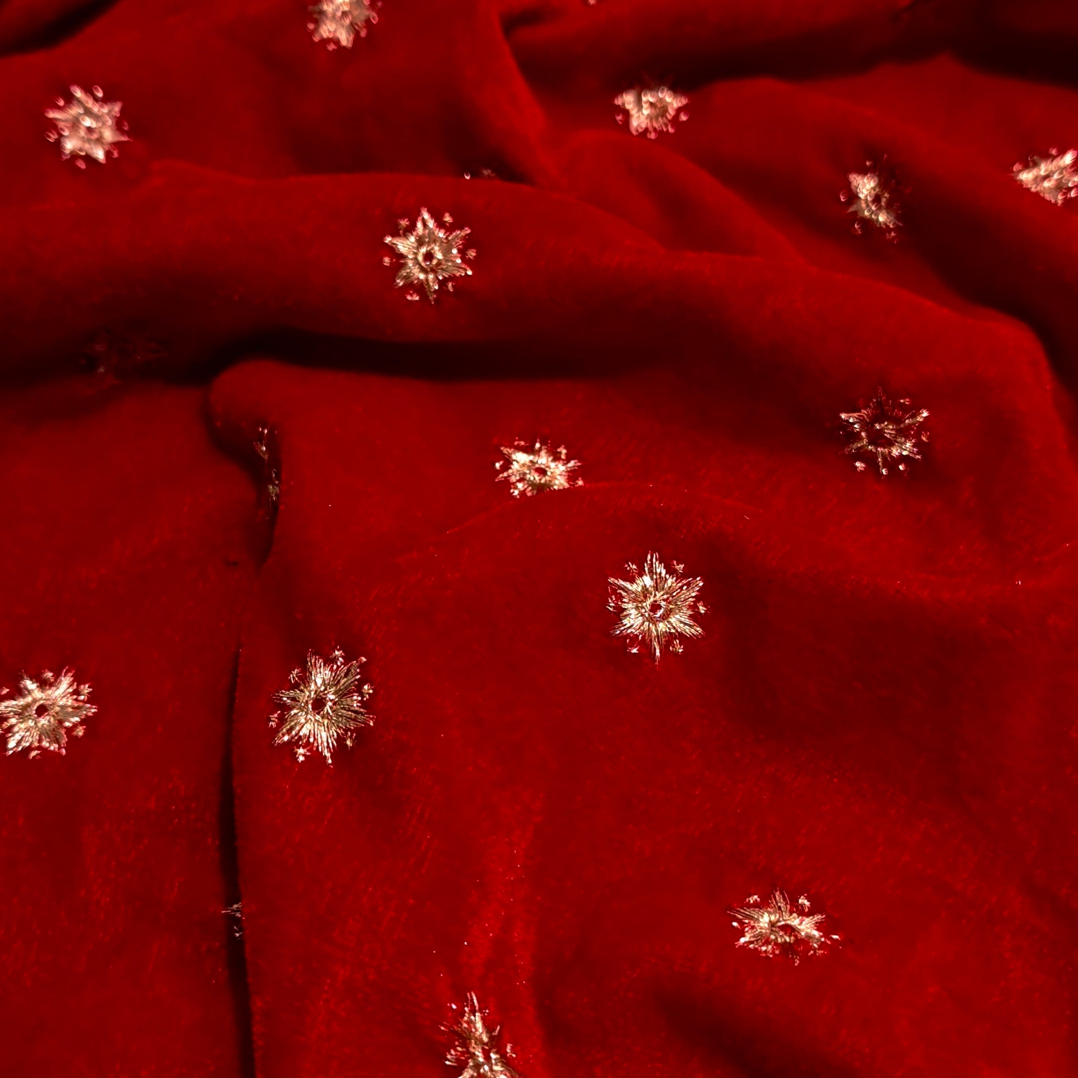 Star Butti Embroidery Fabric 1 Meter | Premium Designer Embroidered Cloth for Kurti, Blouse & Craft Use
