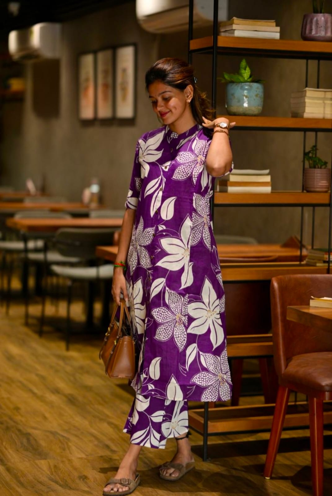 Designer Rayon Digital Print A-Line Kurti Co-Ord Set with Ankle Length Pant
