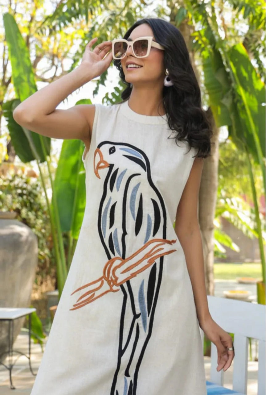 Khadi Silk Peacock Embroidered Kurta Pant Set for Women