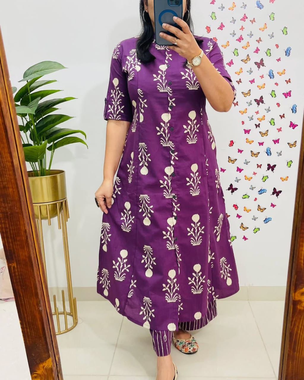 Designer Heavy Rayon Digital Print A-Line Kurti Co-Ord Set with Ankle Pant