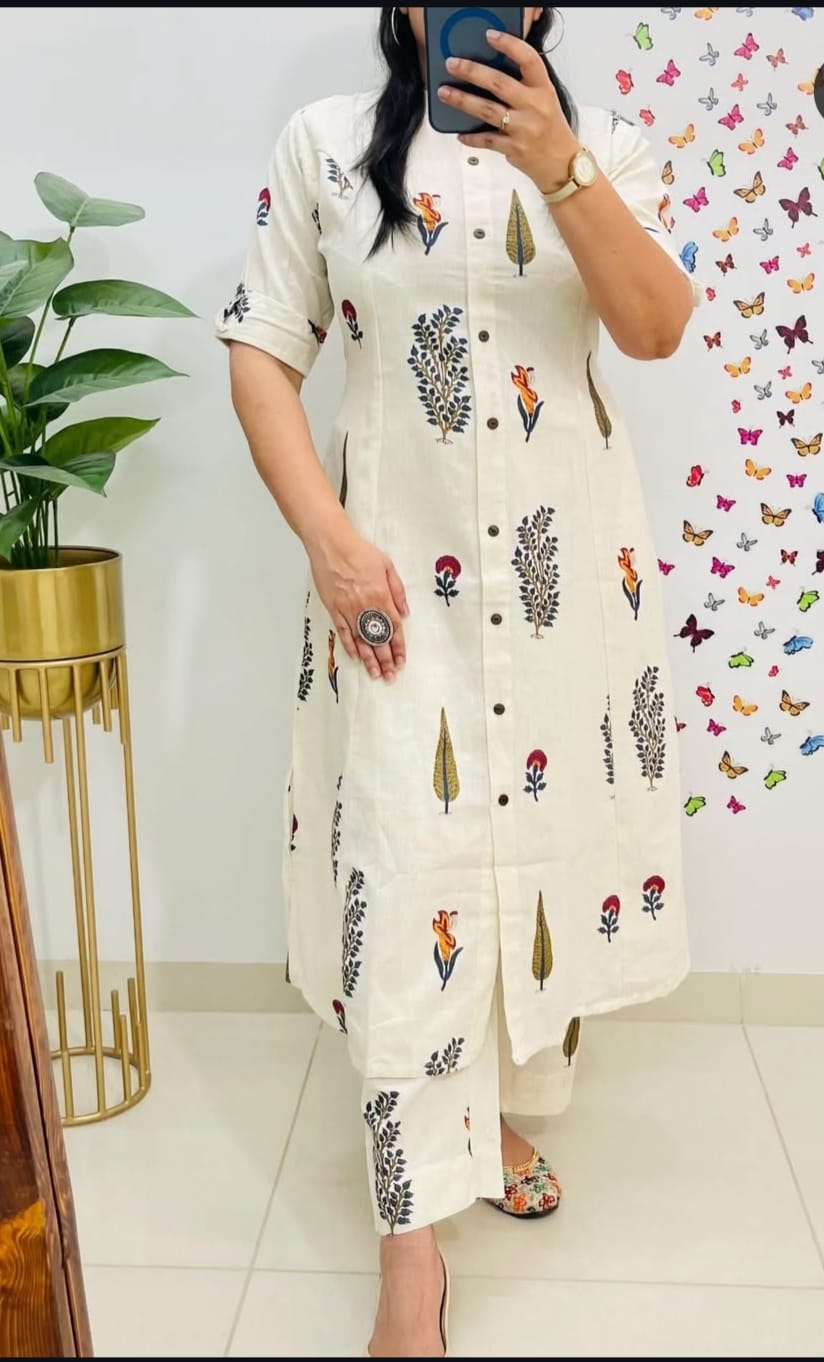 Designer Heavy Rayon Digital Print A-Line Kurti Co-Ord Set
