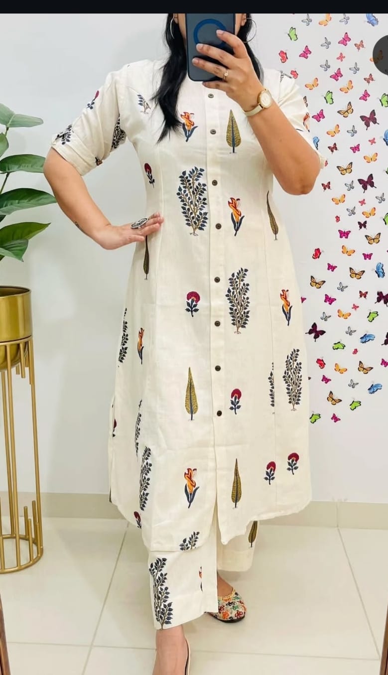 Designer Heavy Rayon Digital Print A-Line Kurti Co-Ord Set