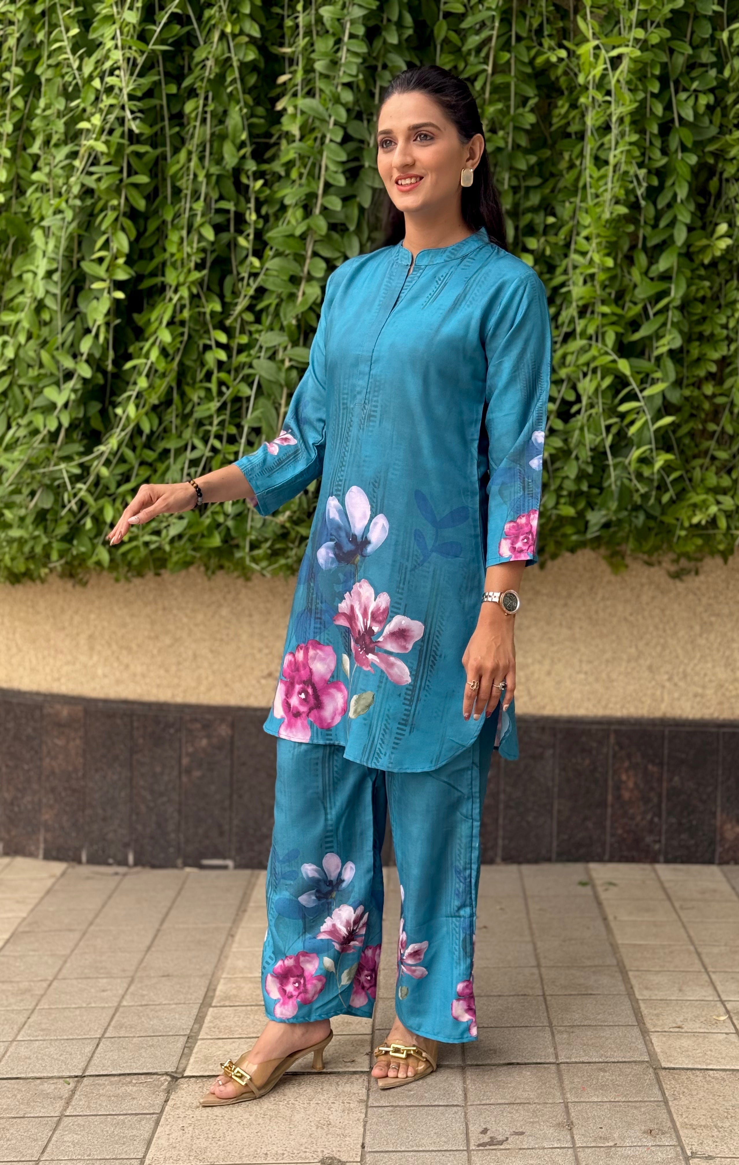 Stylish Polyrayon Digital Print Co-Ord Set for Women