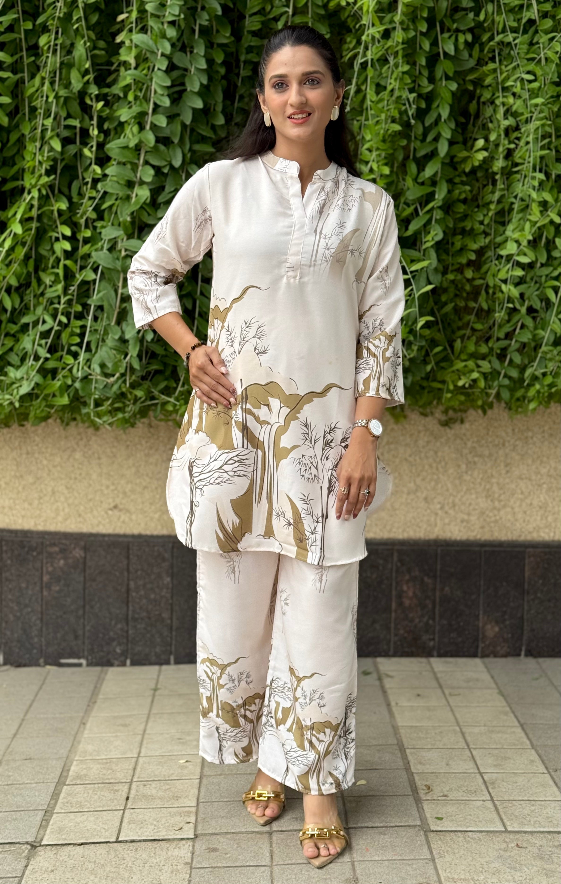 Stylish Polyrayon Digital Print Co-Ord Set for Women