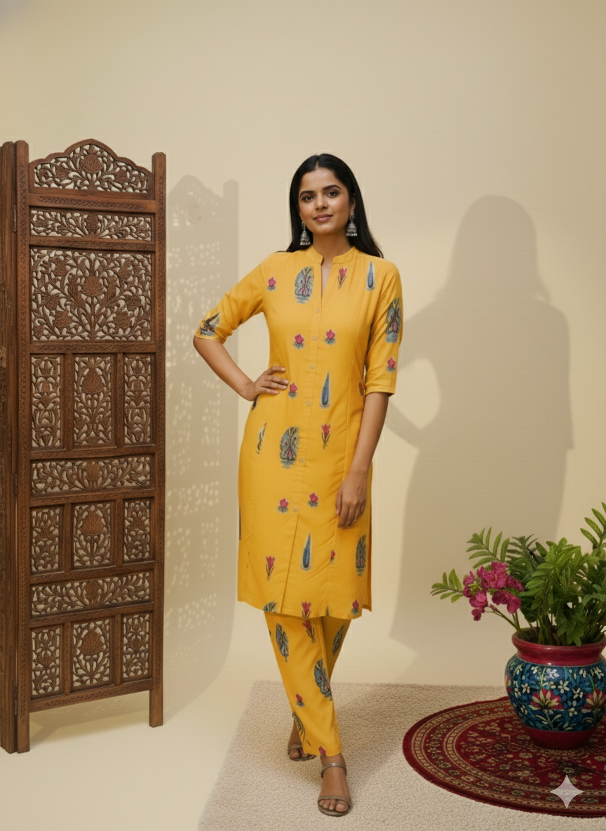 Stylish Polyrayon Digital Print Coord Set for Women