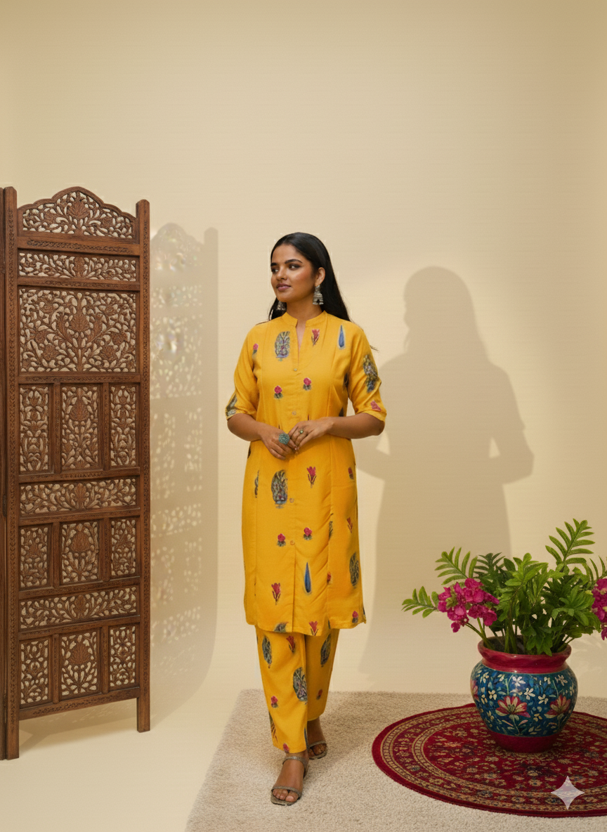Stylish Polyrayon Digital Print Coord Set for Women