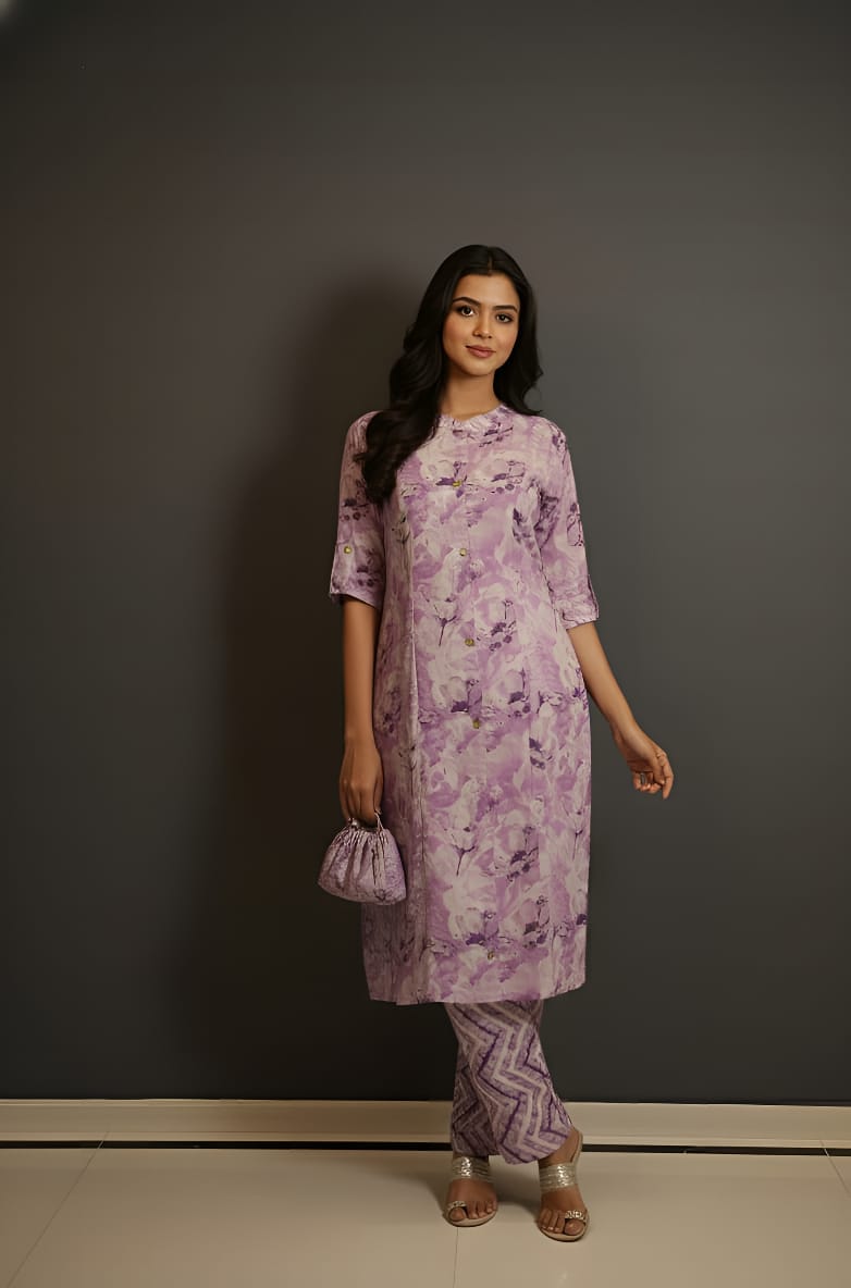 Poly Rayon Cotton A-Line Coord Set for Women