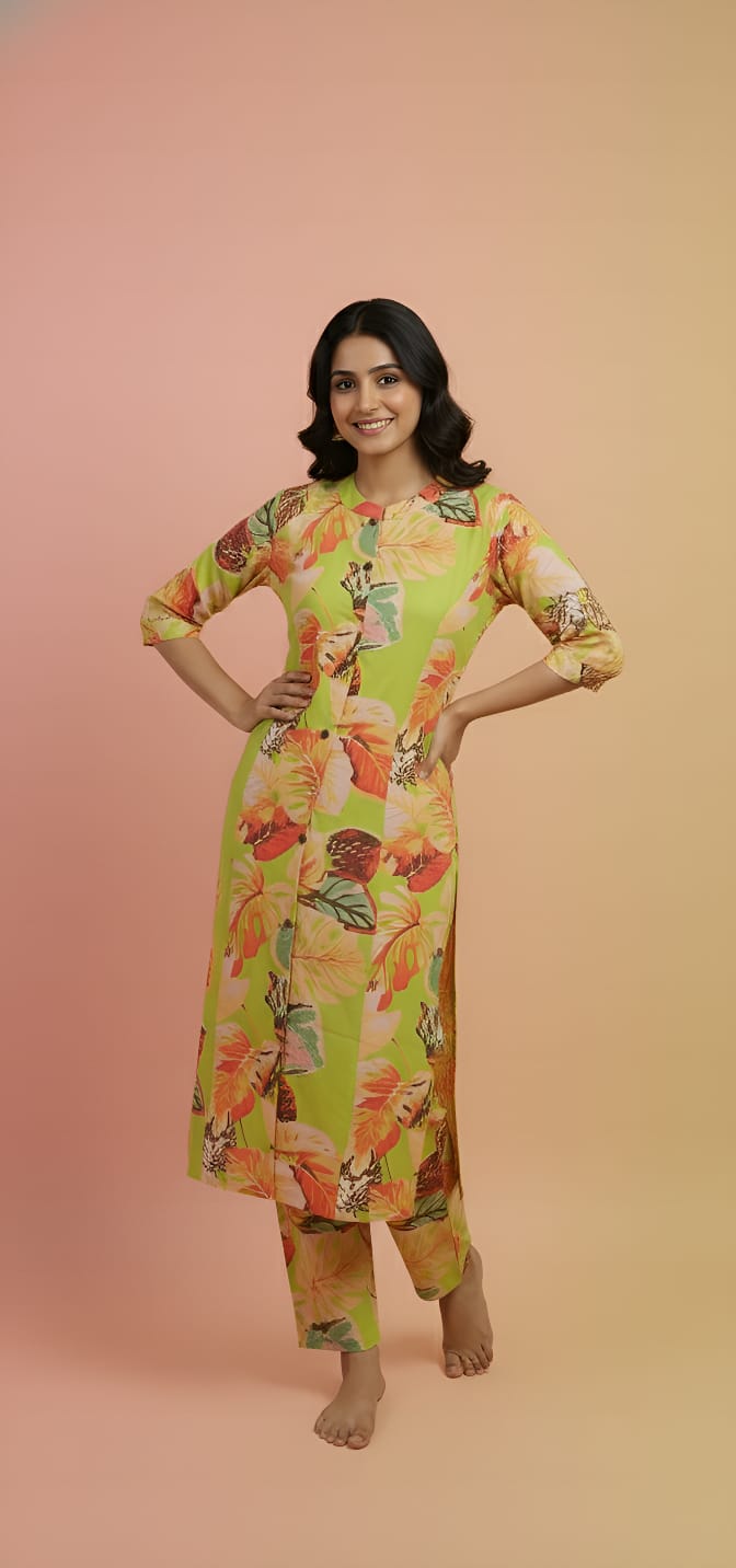 Designer A-Line Kurti Co-Ord Set with Ankle Length Pant