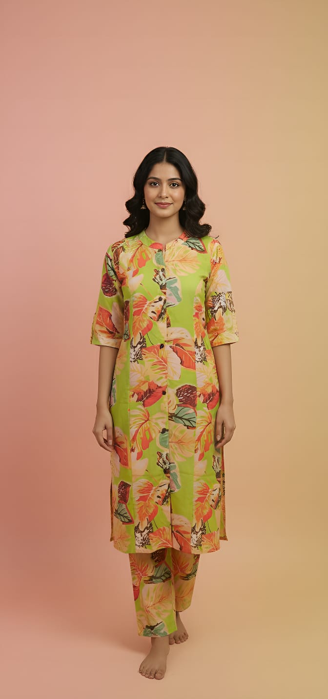 Designer A-Line Kurti Co-Ord Set with Ankle Length Pant