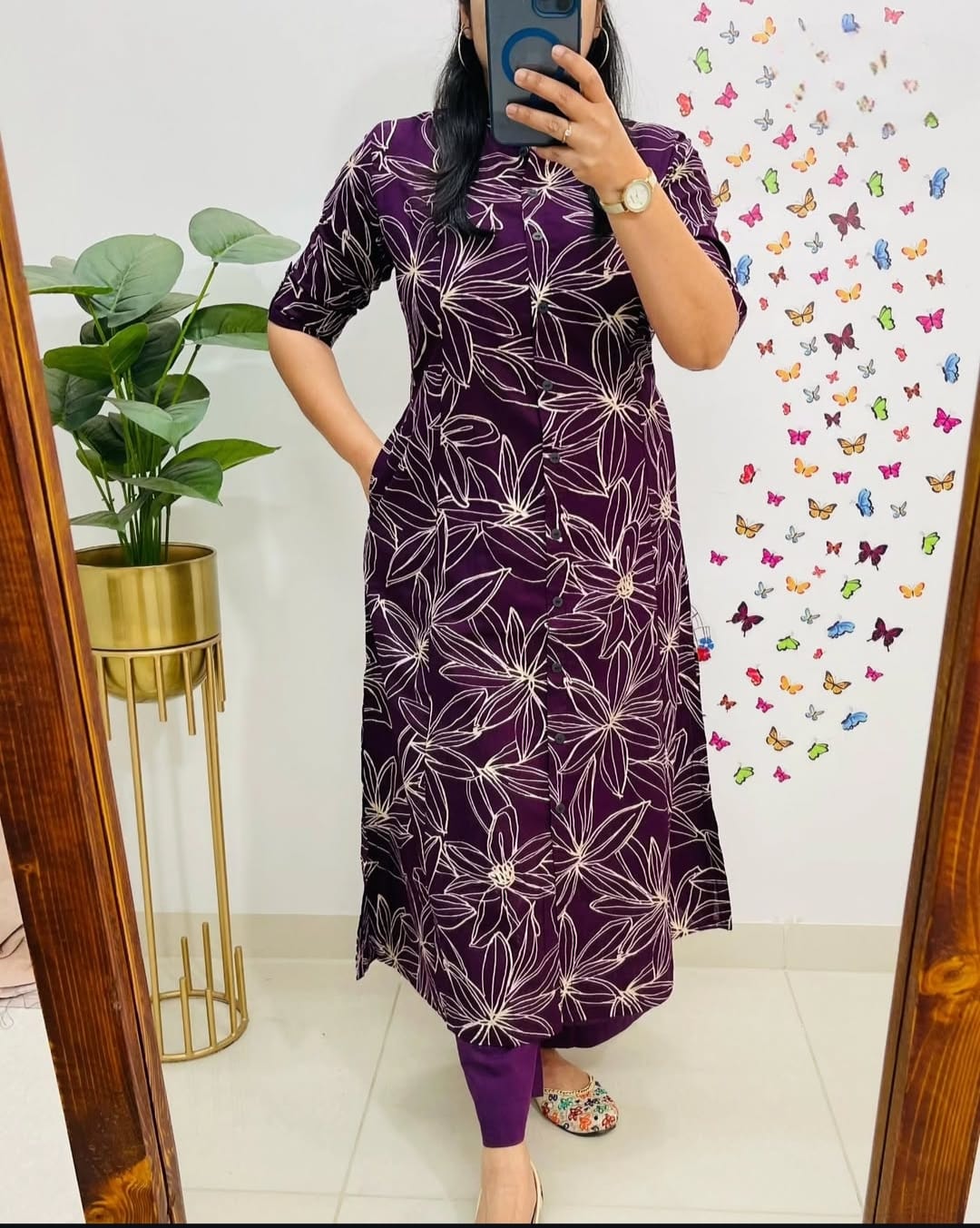 Purple A-Line Coord Set for Women in Poly Rayon Cotton Fabric