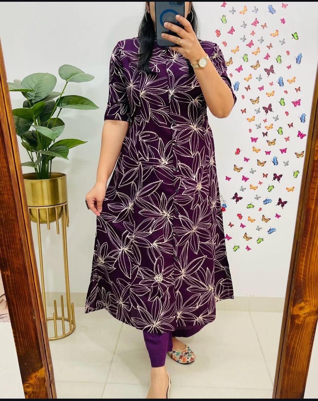 Purple A-Line Coord Set for Women in Poly Rayon Cotton Fabric
