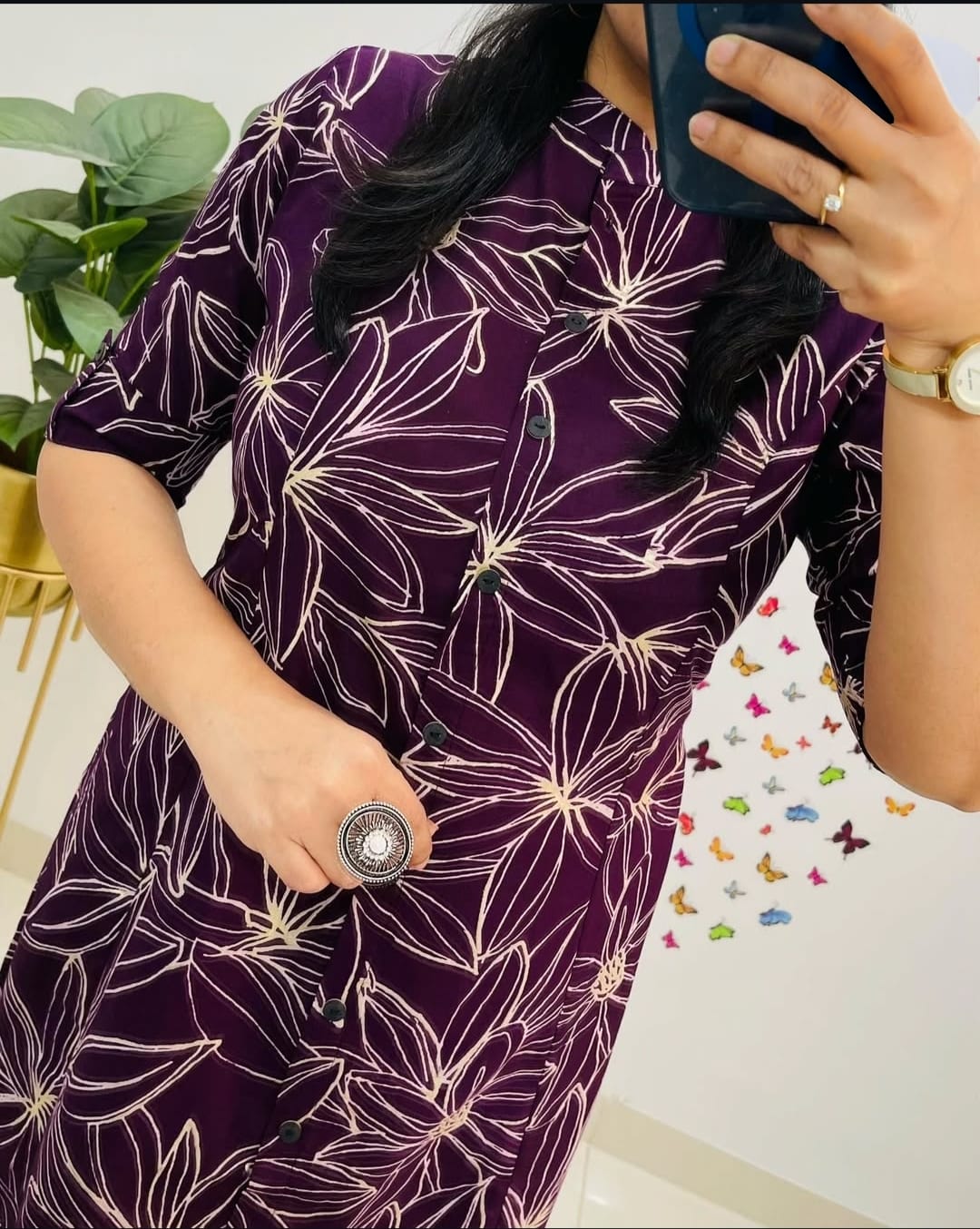 Purple A-Line Coord Set for Women in Poly Rayon Cotton Fabric