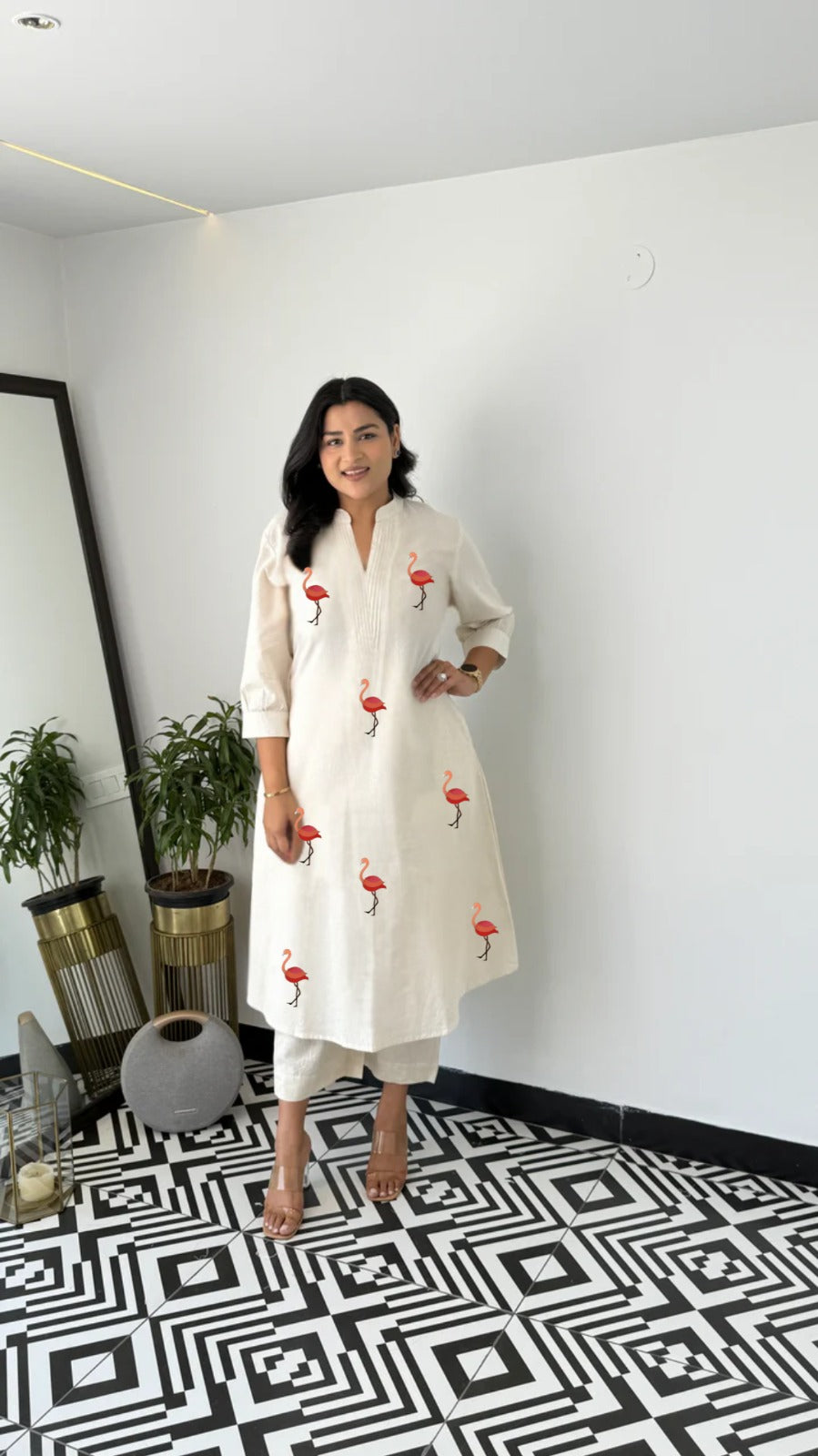 Designer Khadi Cotton Embroidered Kurti with Duck Figure Design