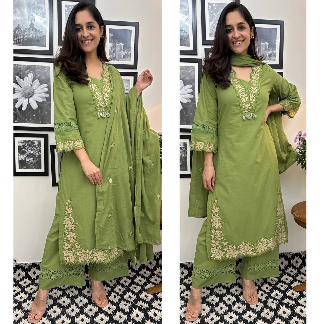 Tesla Slub Kurti 3 Piece Set with Dupatta and Salwar
