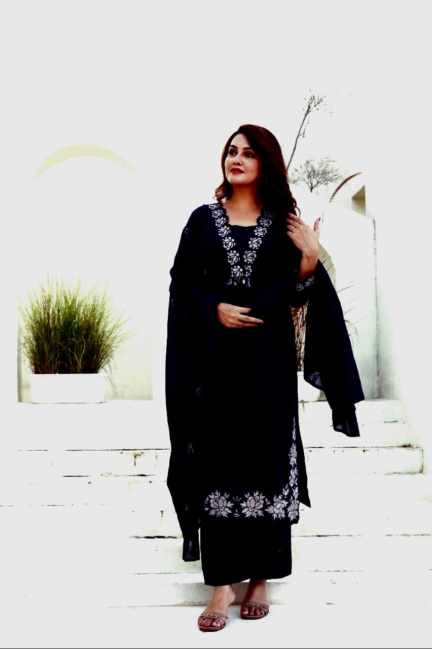 Tesla Slub Kurti 3 Piece Set with Dupatta and Salwar