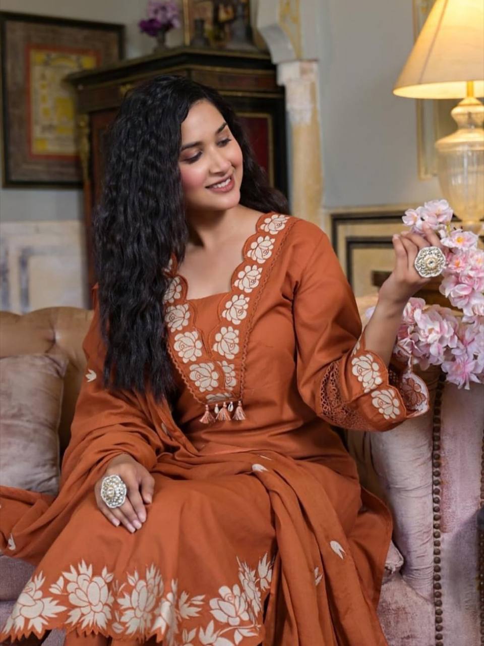 Tesla Slub Kurti 3 Piece Set with Dupatta and Salwar
