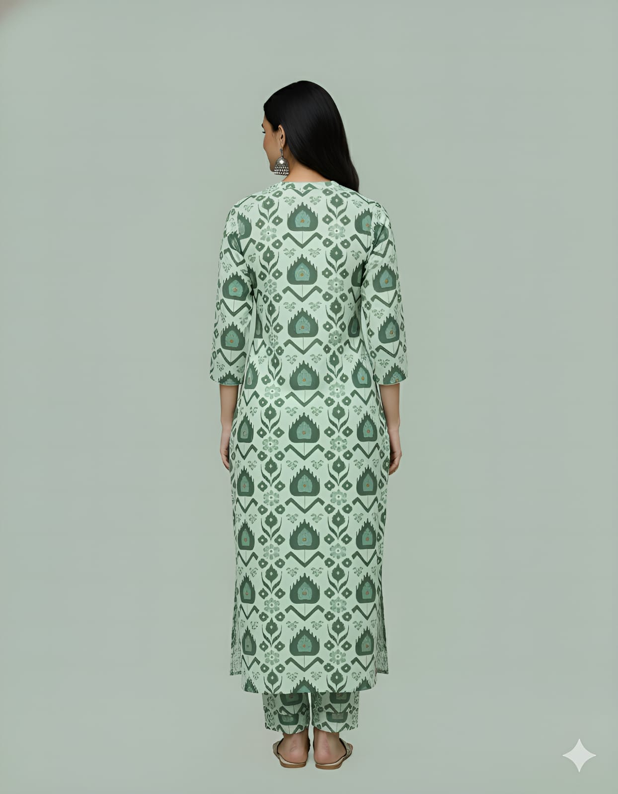 Designer Poly Rayon Kurti Pant Set with Digital Print and Back Chain