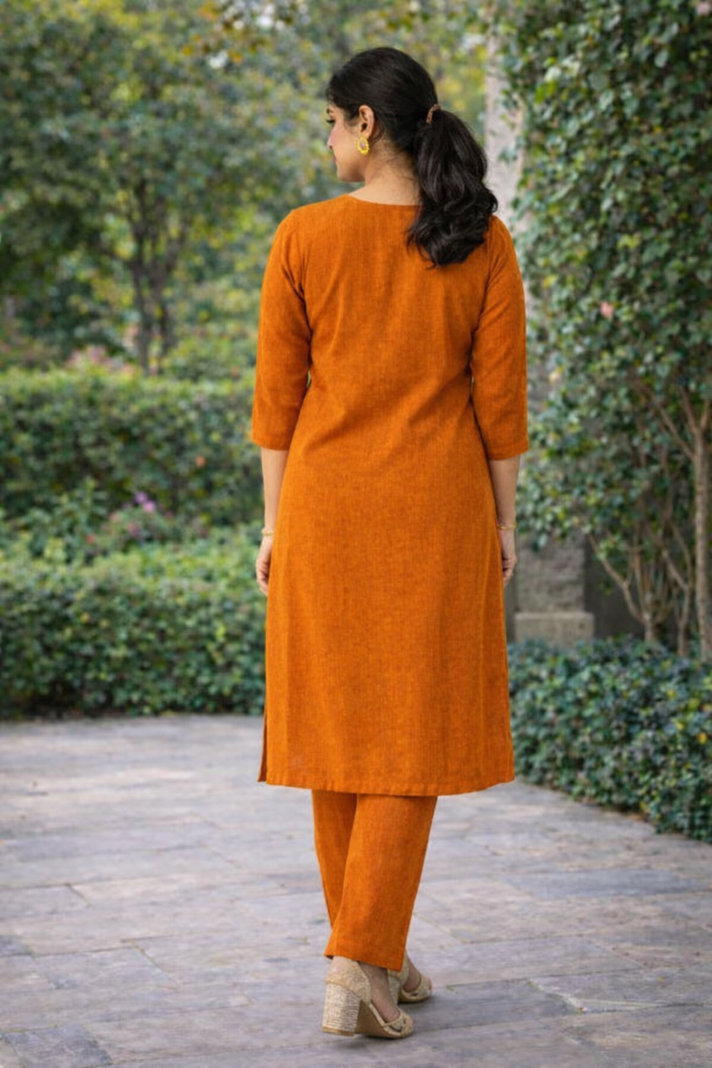 Cotton Blend Embroidered Kurti Pant Set for Women