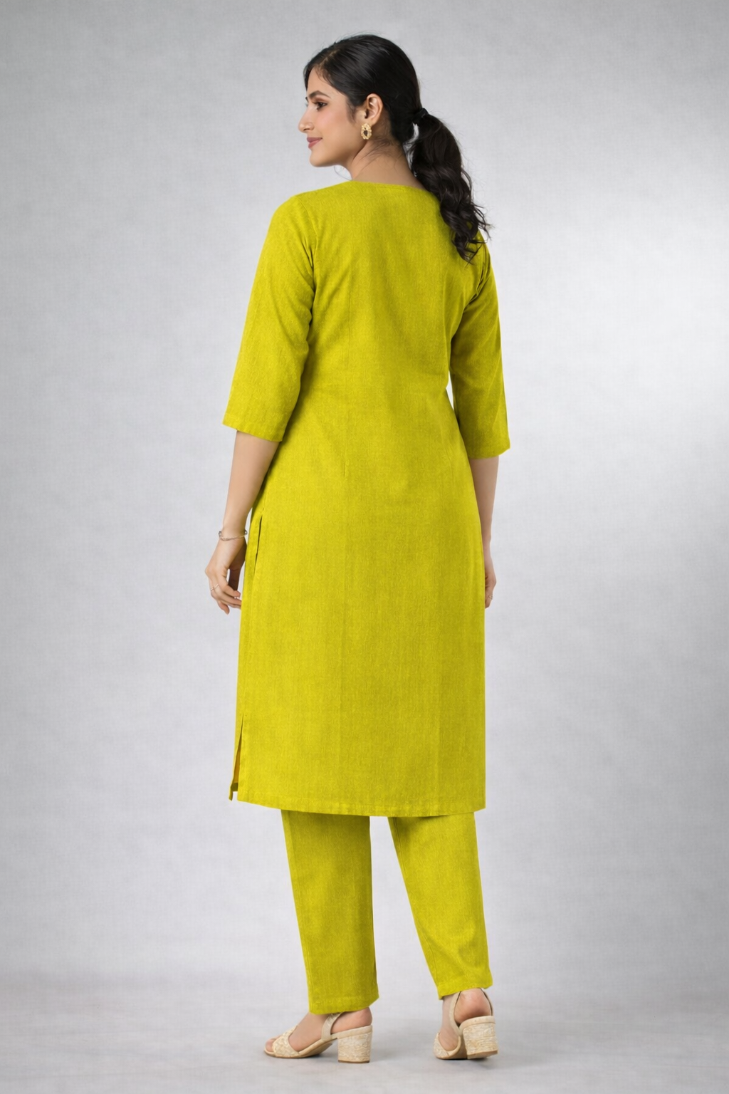 Cotton Blend Embroidered Kurti Pant Set for Women